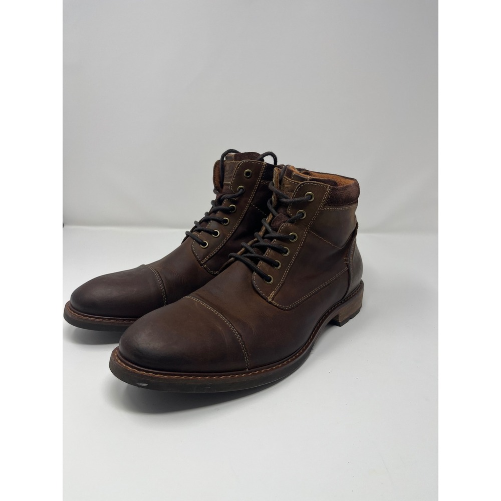 Florsheim Gannon Leather Cap Toe Side Zip Lace‎ Up Boot Men 8.5 Brown GORPCORE